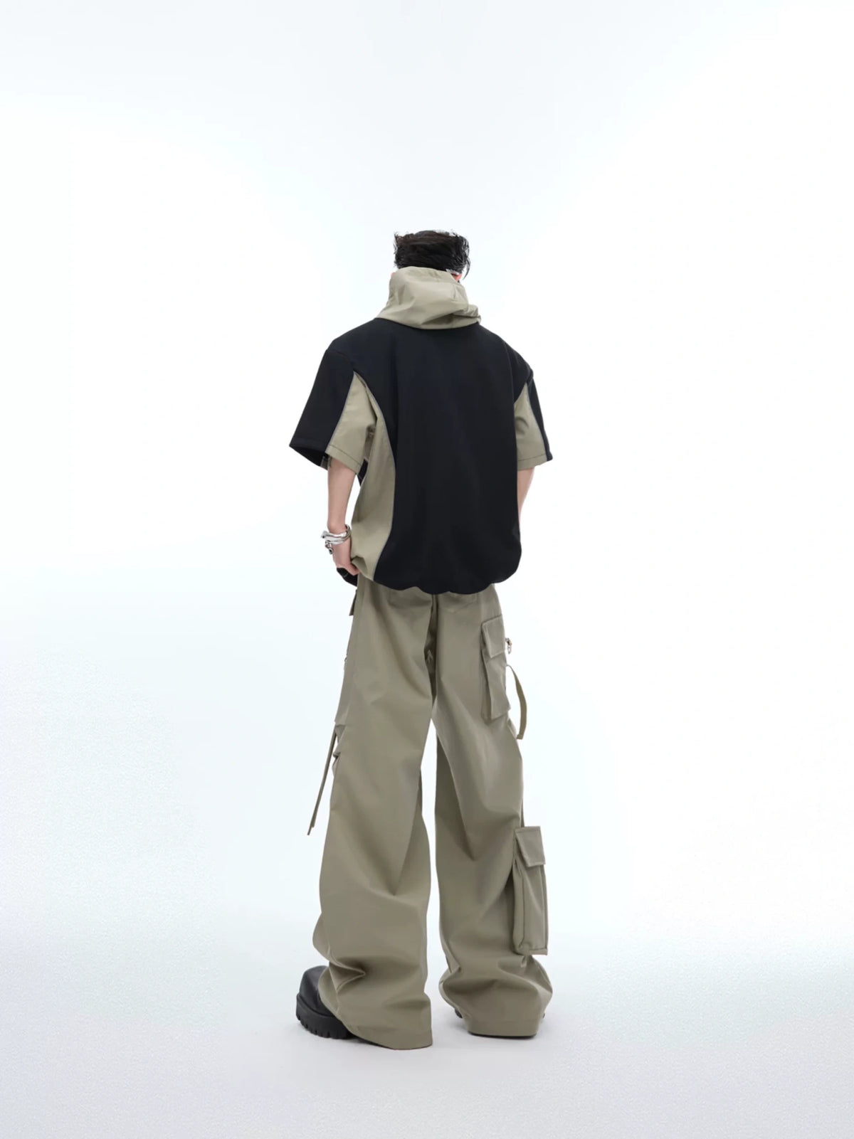 Deconstructed Hooded Tee & Loose Cargo Pants Set - main image 3