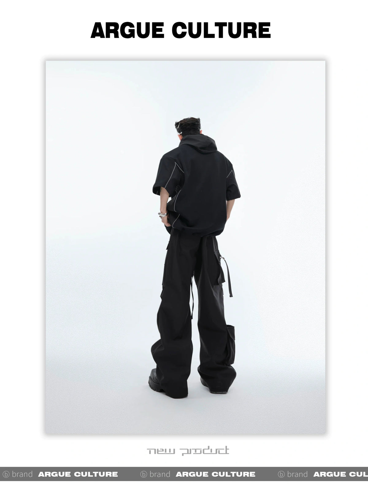Deconstructed Hooded Tee & Loose Cargo Pants Set - detail image 8