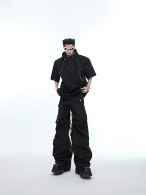 Deconstructed Hooded Tee & Loose Cargo Pants Set - main image 2