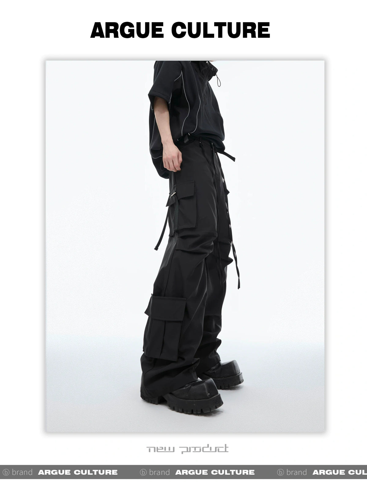 Deconstructed Hooded Tee & Loose Cargo Pants Set - detail image 9