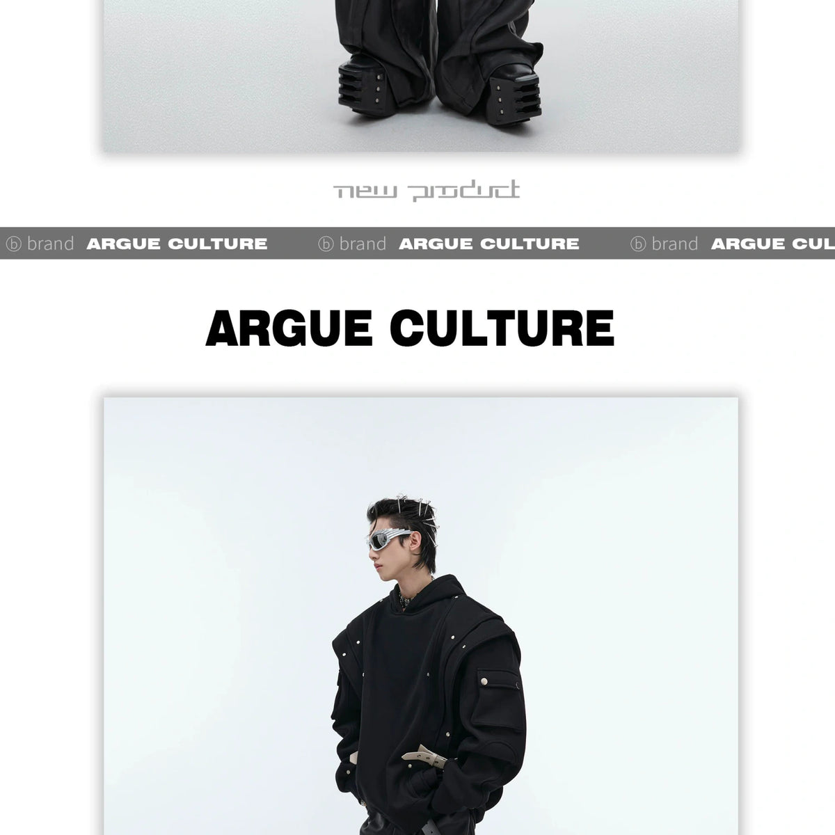 Deconstructed Layered Hooded Sweatshirt With PU Panel - detail image 10