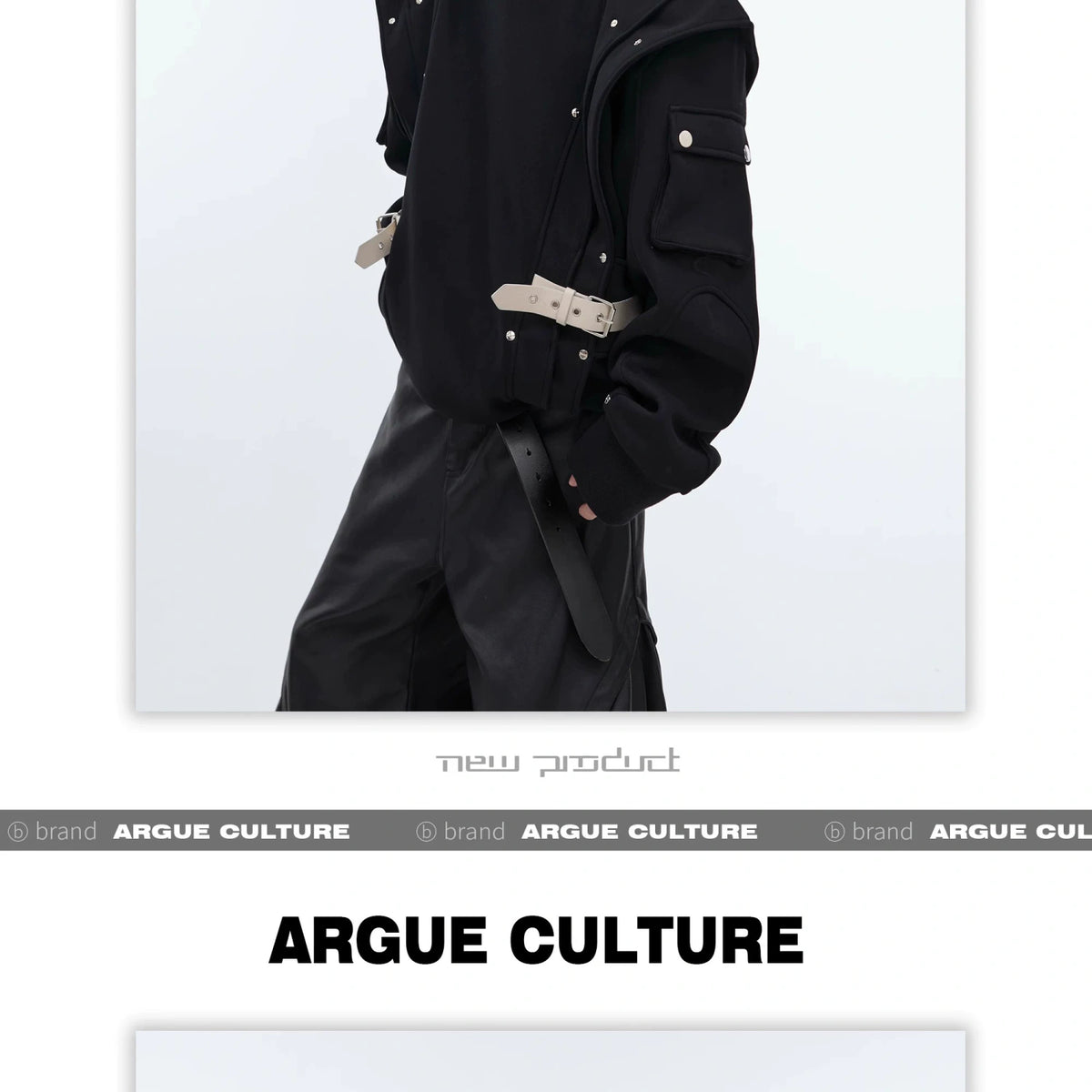 Deconstructed Layered Hooded Sweatshirt With PU Panel - detail image 3