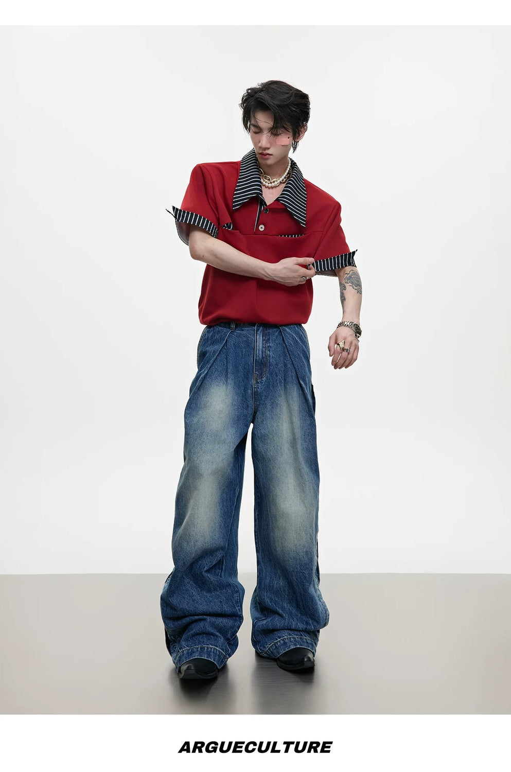 desc::deconstructed-layered-striped-polo-tee-for-men-detail-img-15