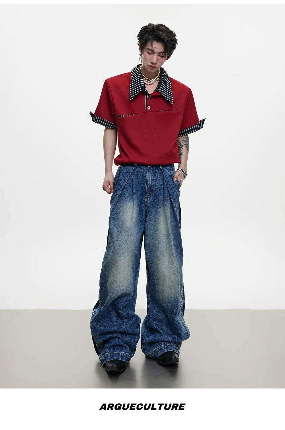 desc::deconstructed-layered-striped-polo-tee-for-men-detail-img-16