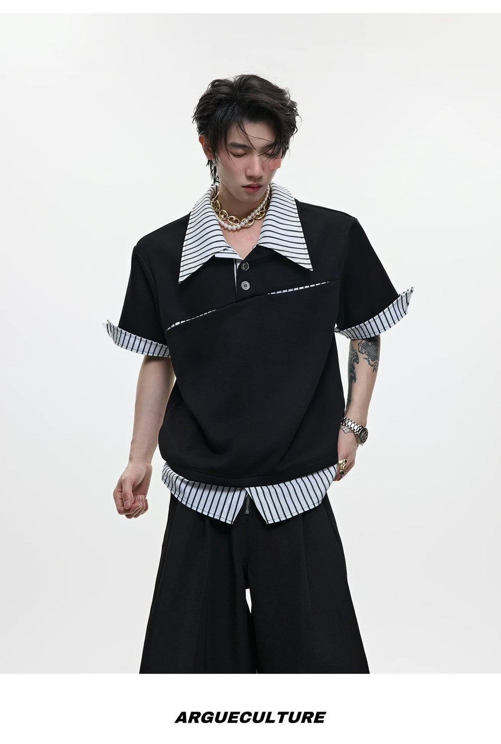 desc::deconstructed-layered-striped-polo-tee-for-men-detail-img-8