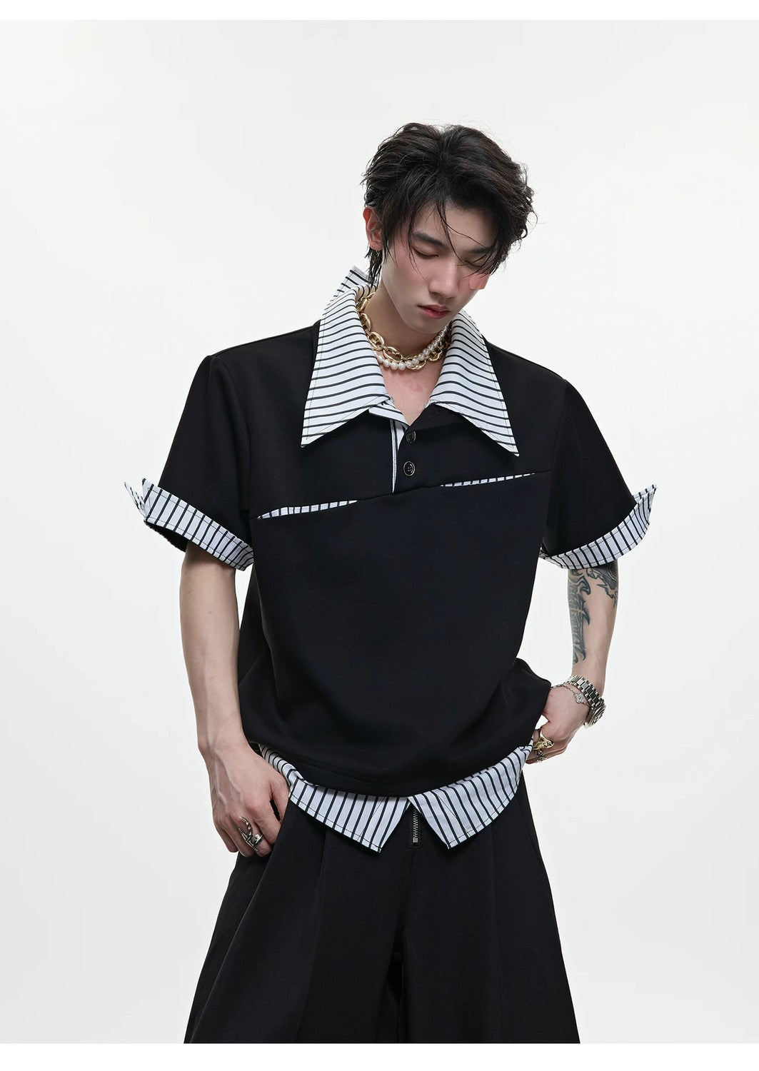 desc::deconstructed-layered-striped-polo-tee-for-men-detail-img-9