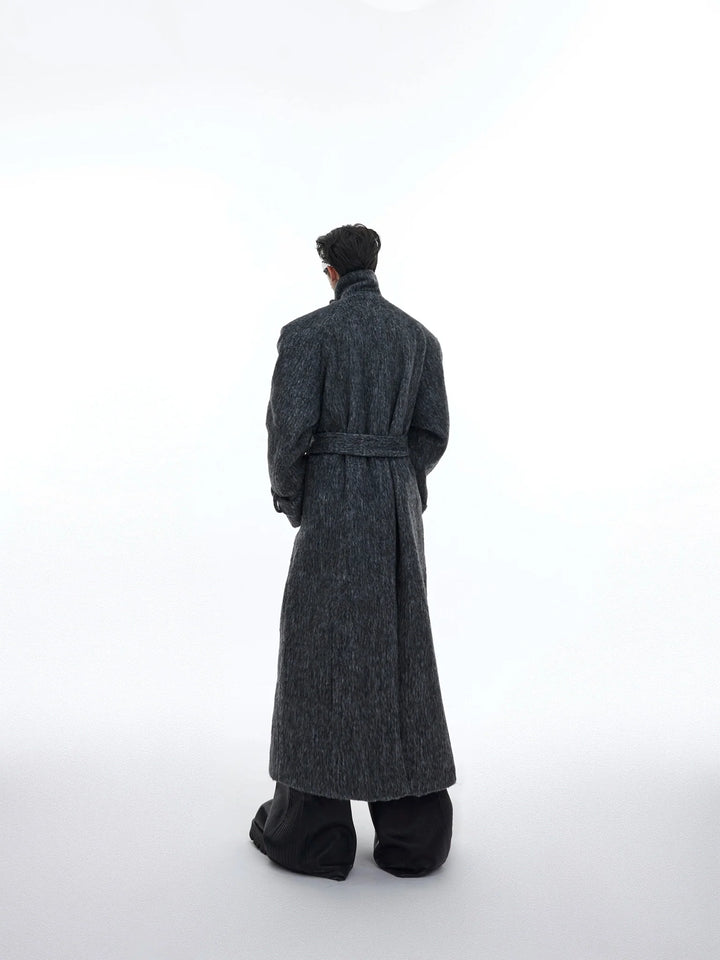 Deconstructed Layered Wool Coat | Belted Designer Longline Overcoat - ArguE CulturE