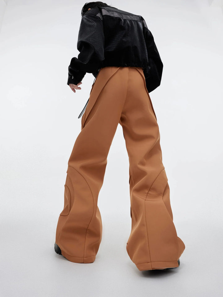 Deconstructed Line Art Casual Trousers with Flared and Dual - Layer - ArguE CulturE