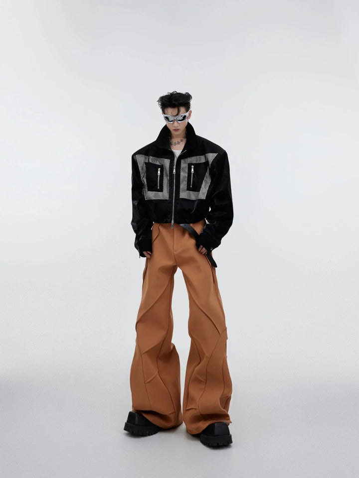 Deconstructed Line Art Casual Trousers with Flared and Dual - Layer - ArguE CulturE