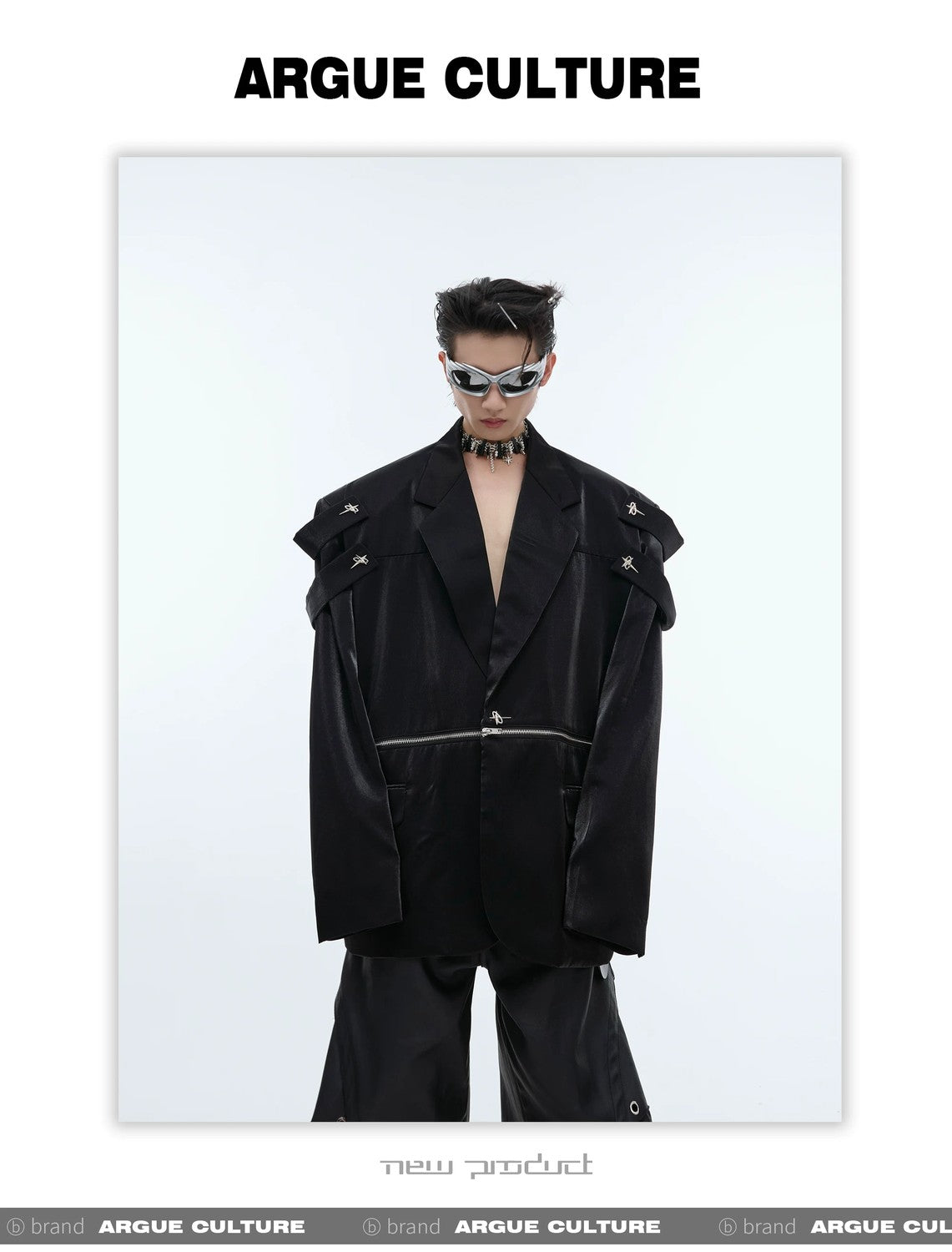 desc::deconstructed-liquid-gloss-oversized-blazer-for-men-detail-img-2