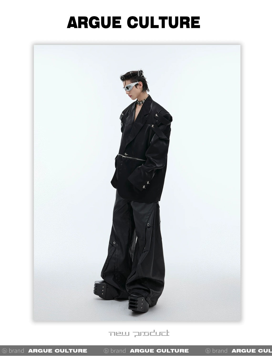 desc::deconstructed-liquid-gloss-oversized-blazer-for-men-detail-img-4