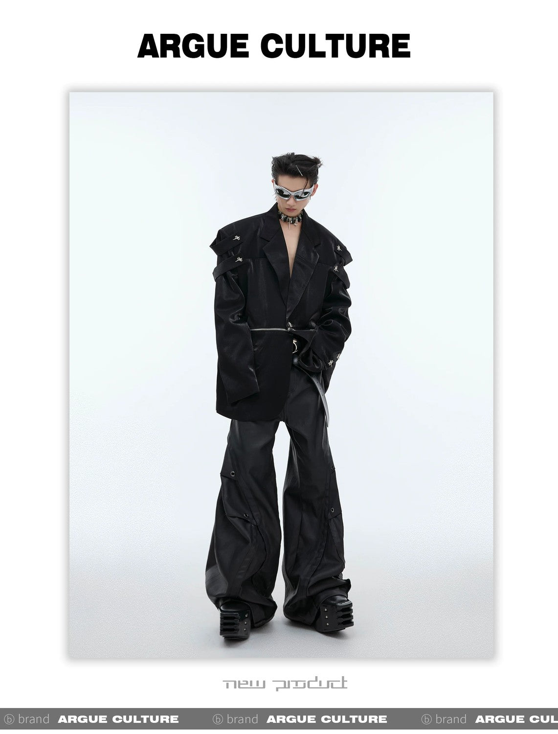 desc::deconstructed-liquid-gloss-oversized-blazer-for-men-detail-img-5