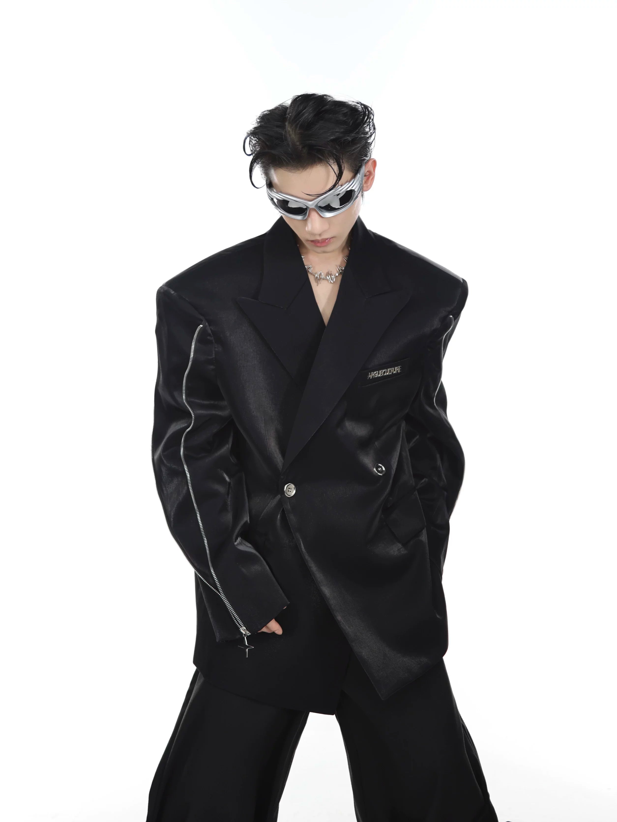 deconstructed-liquid-metallic-padded-blazer-for-men-white