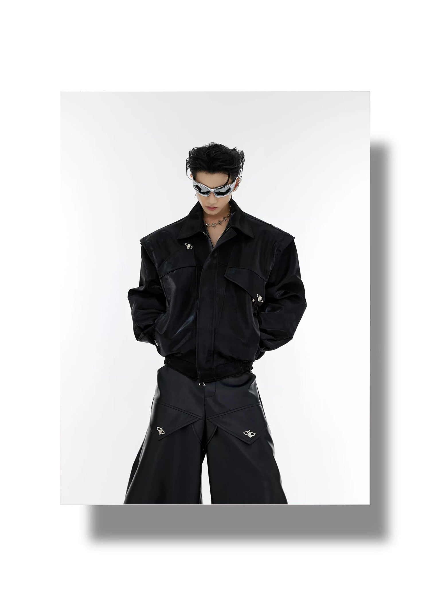 desc::deconstructed-liquid-shimmer-cropped-jacket-for-men-detail-img-20