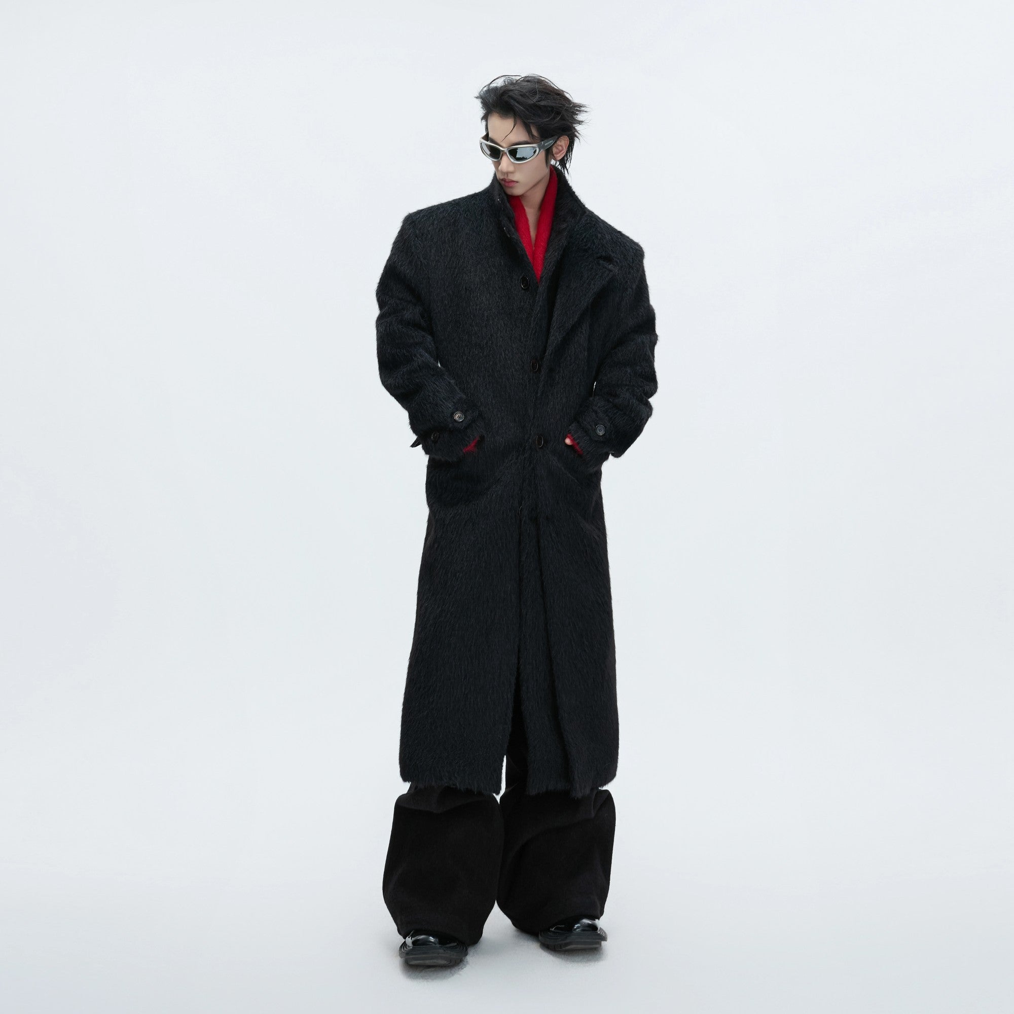 Close up of the stainless steel branding plate on the back of the coat