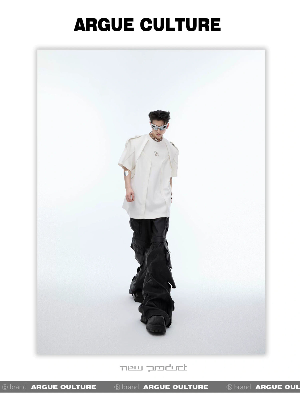 Deconstructed Loose-Fit Detachable-Shoulder T-Shirt - detail image 12