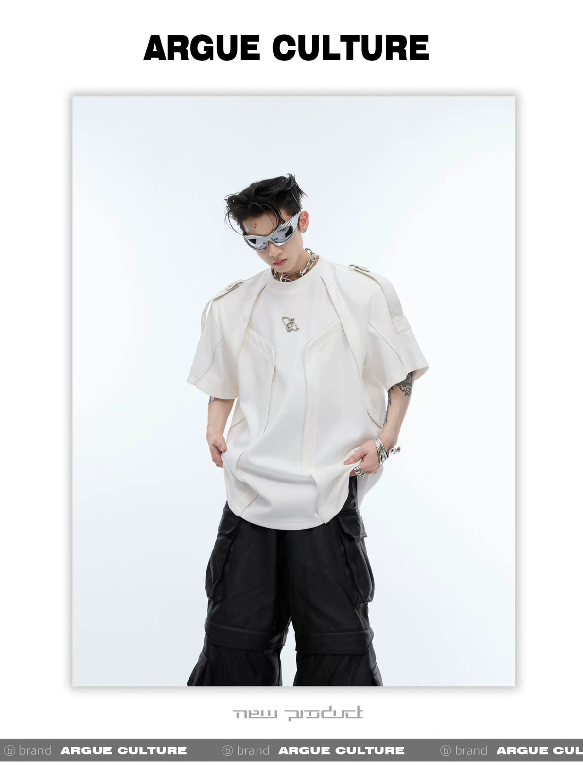Deconstructed Loose-Fit Detachable-Shoulder T-Shirt - detail image 9