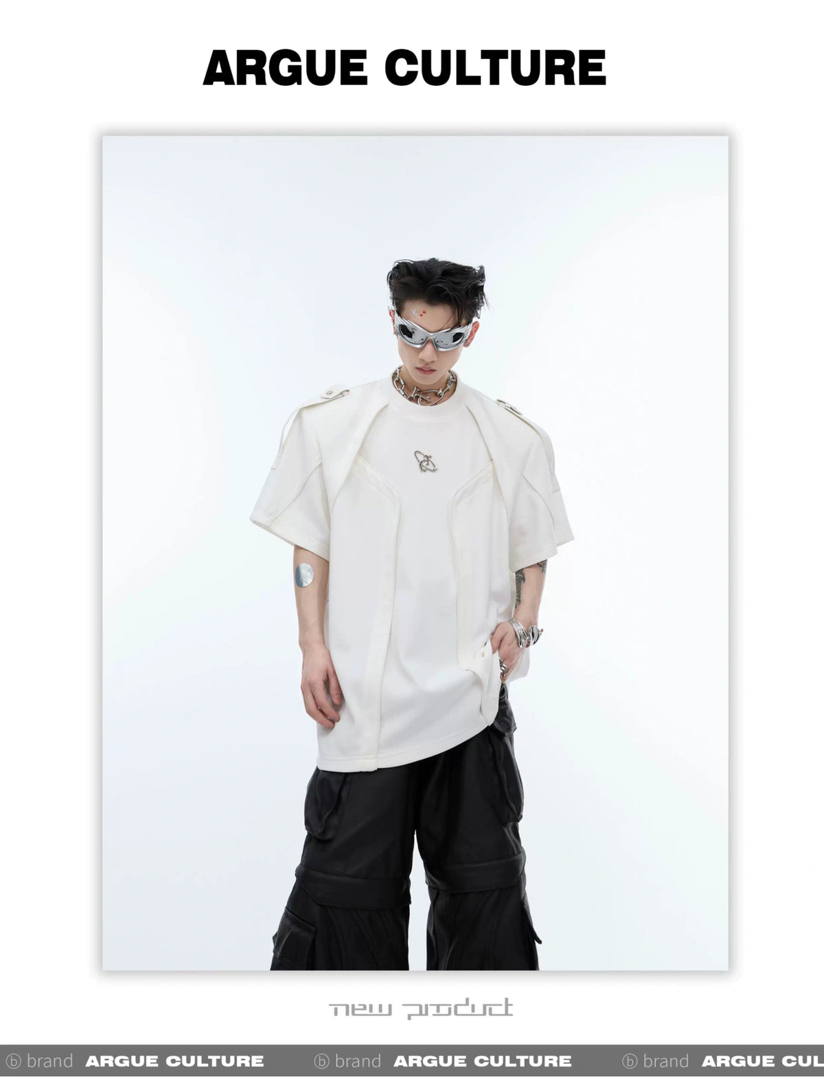 Deconstructed Loose-Fit Detachable-Shoulder T-Shirt - detail image 8