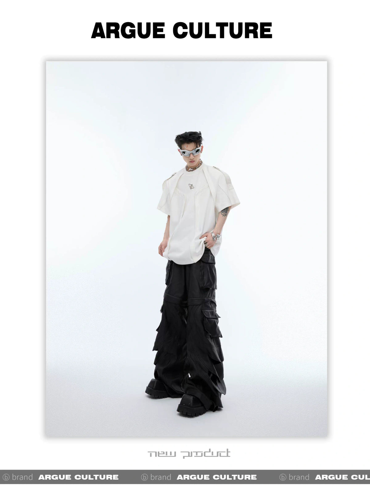 Deconstructed Loose-Fit Detachable-Shoulder T-Shirt - detail image 13