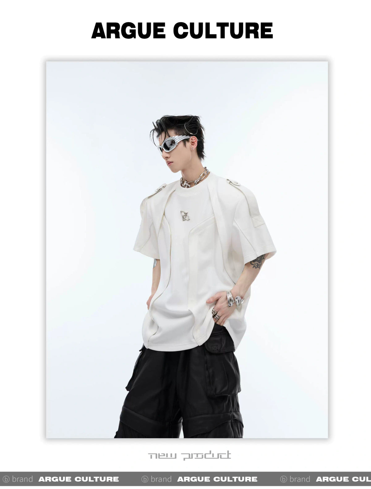Deconstructed Loose-Fit Detachable-Shoulder T-Shirt - detail image 10