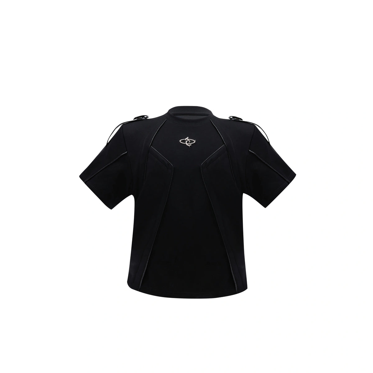 Deconstructed Loose-Fit Detachable-Shoulder T-Shirt - Black