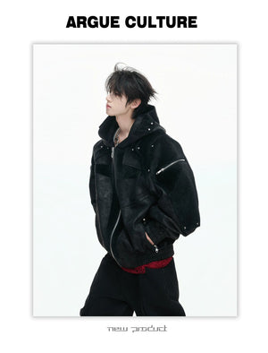 desc::deconstructed-matte-waxed-hooded-moto-jacket-armor-style-detail-img-4