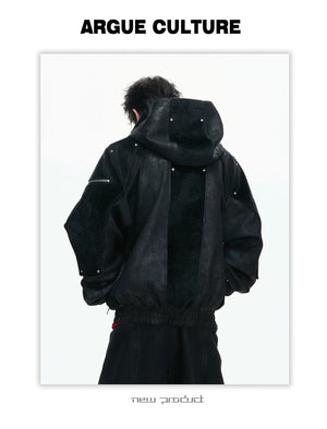 desc::deconstructed-matte-waxed-hooded-moto-jacket-armor-style-detail-img-6