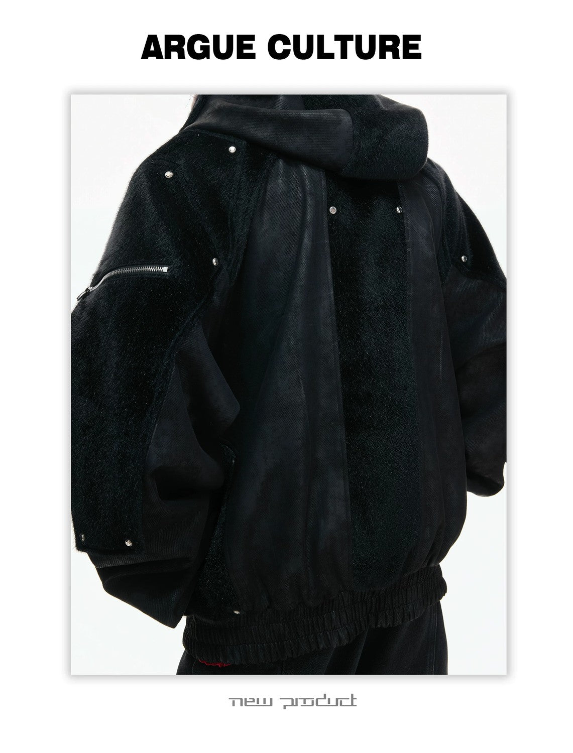 desc::deconstructed-matte-waxed-hooded-moto-jacket-armor-style-detail-img-8