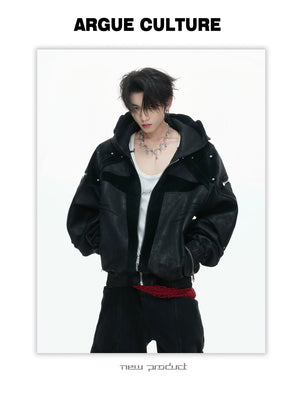 desc::deconstructed-matte-waxed-hooded-moto-jacket-armor-style-detail-img-9