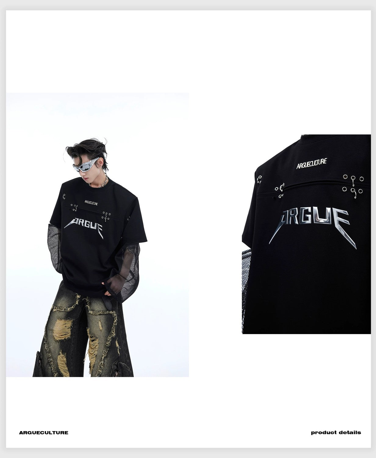 desc::deconstructed-mesh-spliced-faux-two-piece-streetwear-tee-detail-img-3