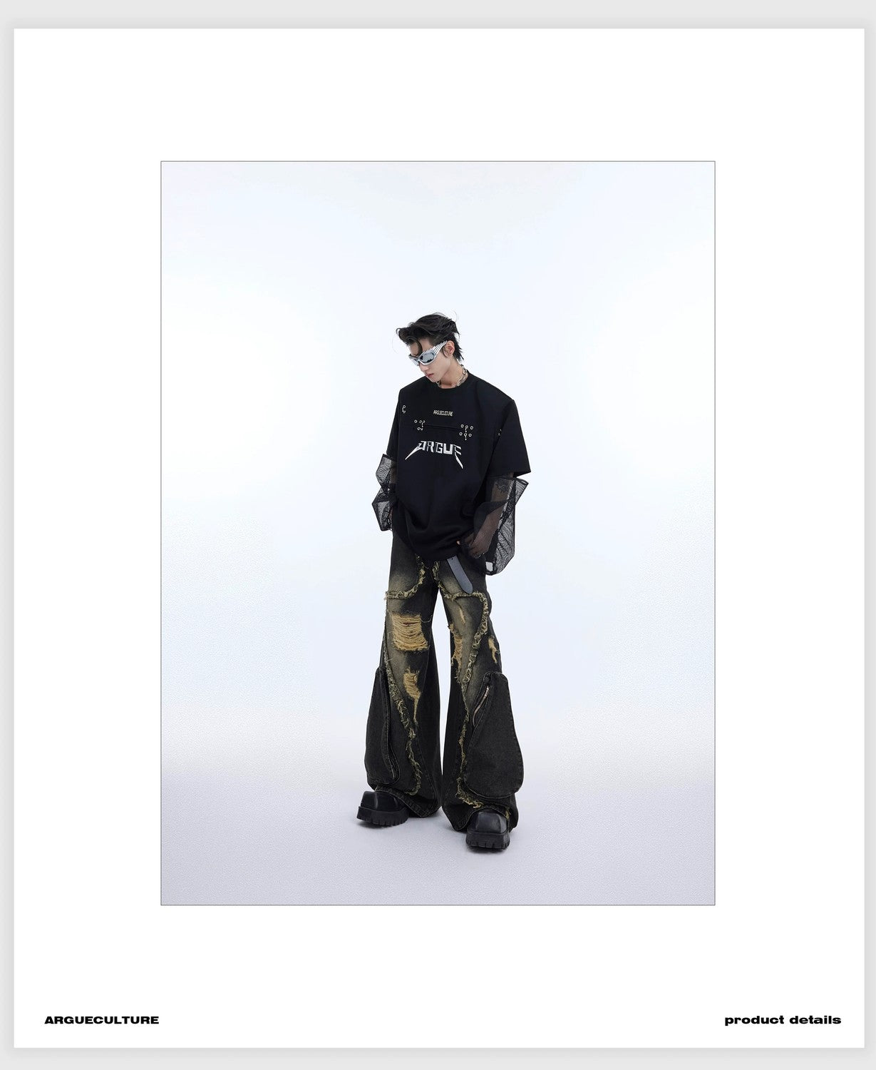 desc::deconstructed-mesh-spliced-faux-two-piece-streetwear-tee-detail-img-8