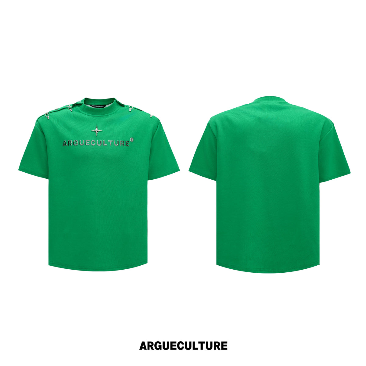 Deconstructed Metal-Buckle Cropped Cotton T-Shirt - Dark Green