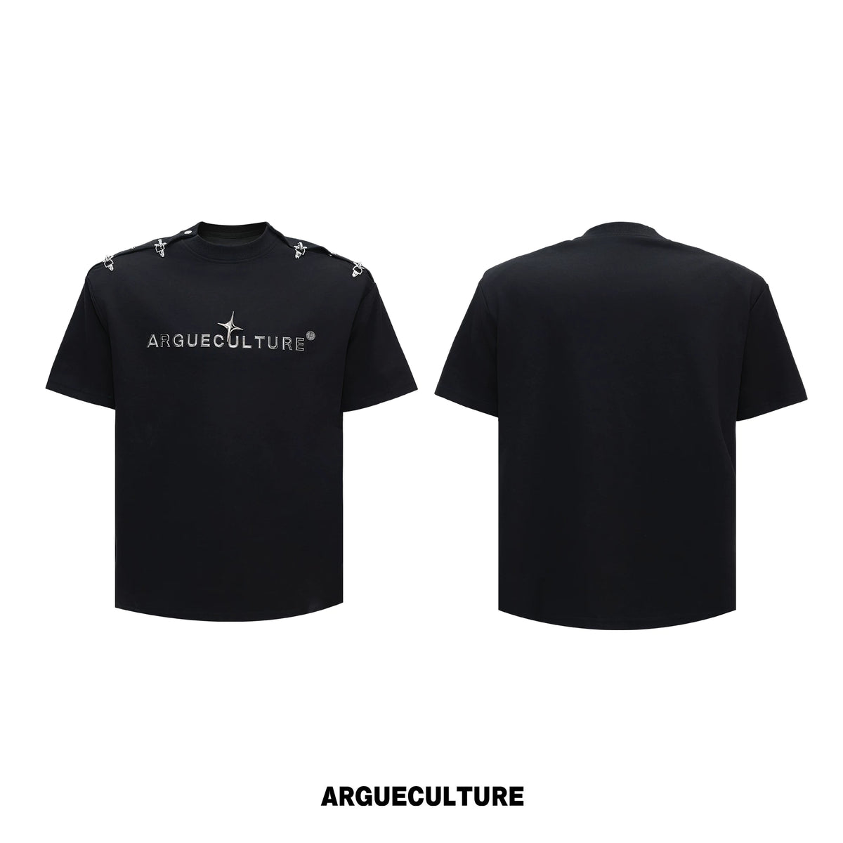 Deconstructed Metal-Buckle Cropped Cotton T-Shirt - Black