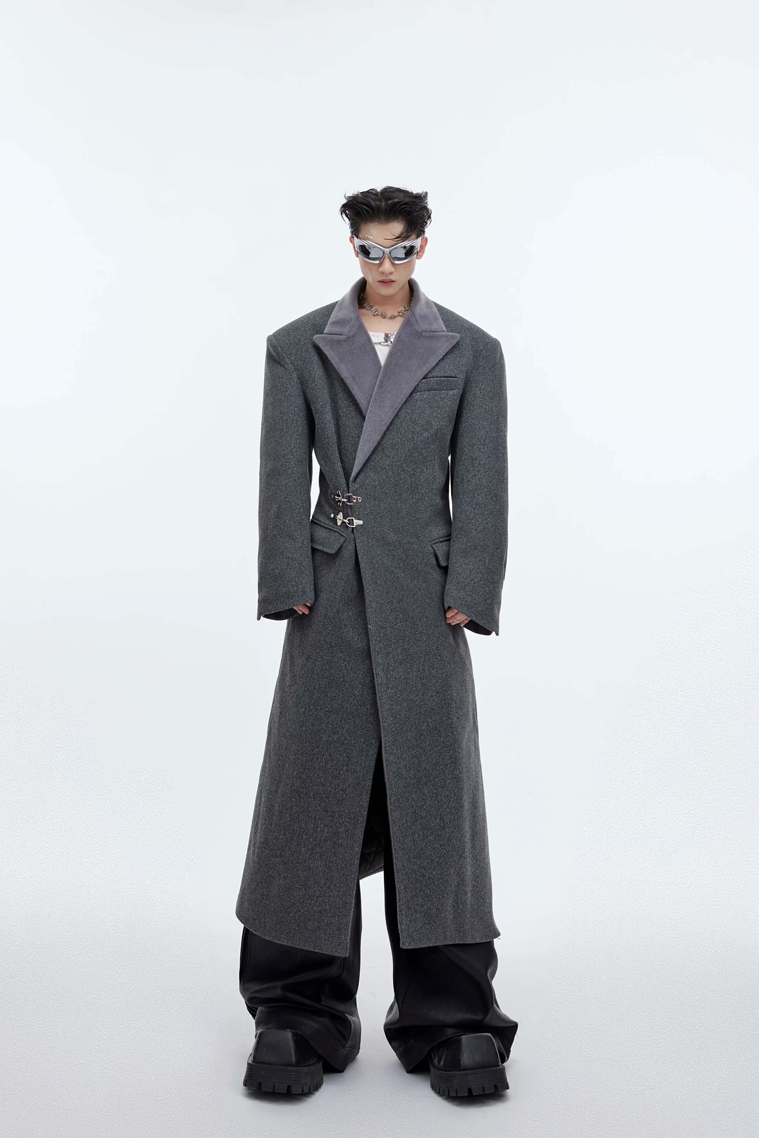 deconstructed-metal-buckle-long-wool-coat-oversized-gray