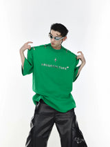 deconstructed-metal-buckle-off-shoulder-streetwear-tee-green