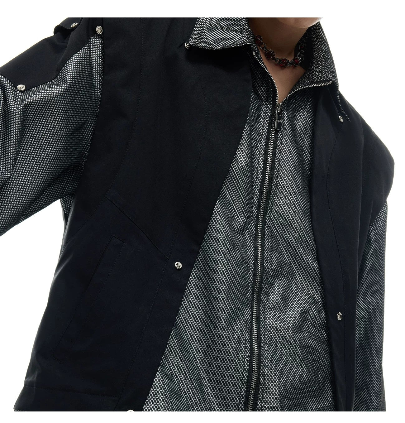desc::deconstructed-metallic-cargo-shirt-jacket-streetwear-cape-style-detail-img-5
