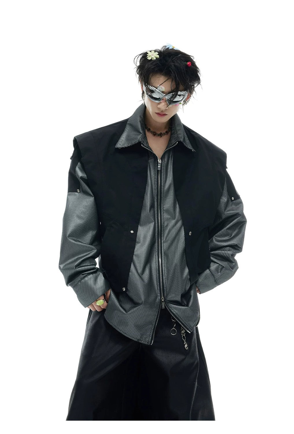 desc::deconstructed-metallic-cargo-shirt-jacket-streetwear-cape-style-detail-img-7