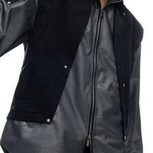 Close up of high-quality zinc alloy buttons on cargo jacket