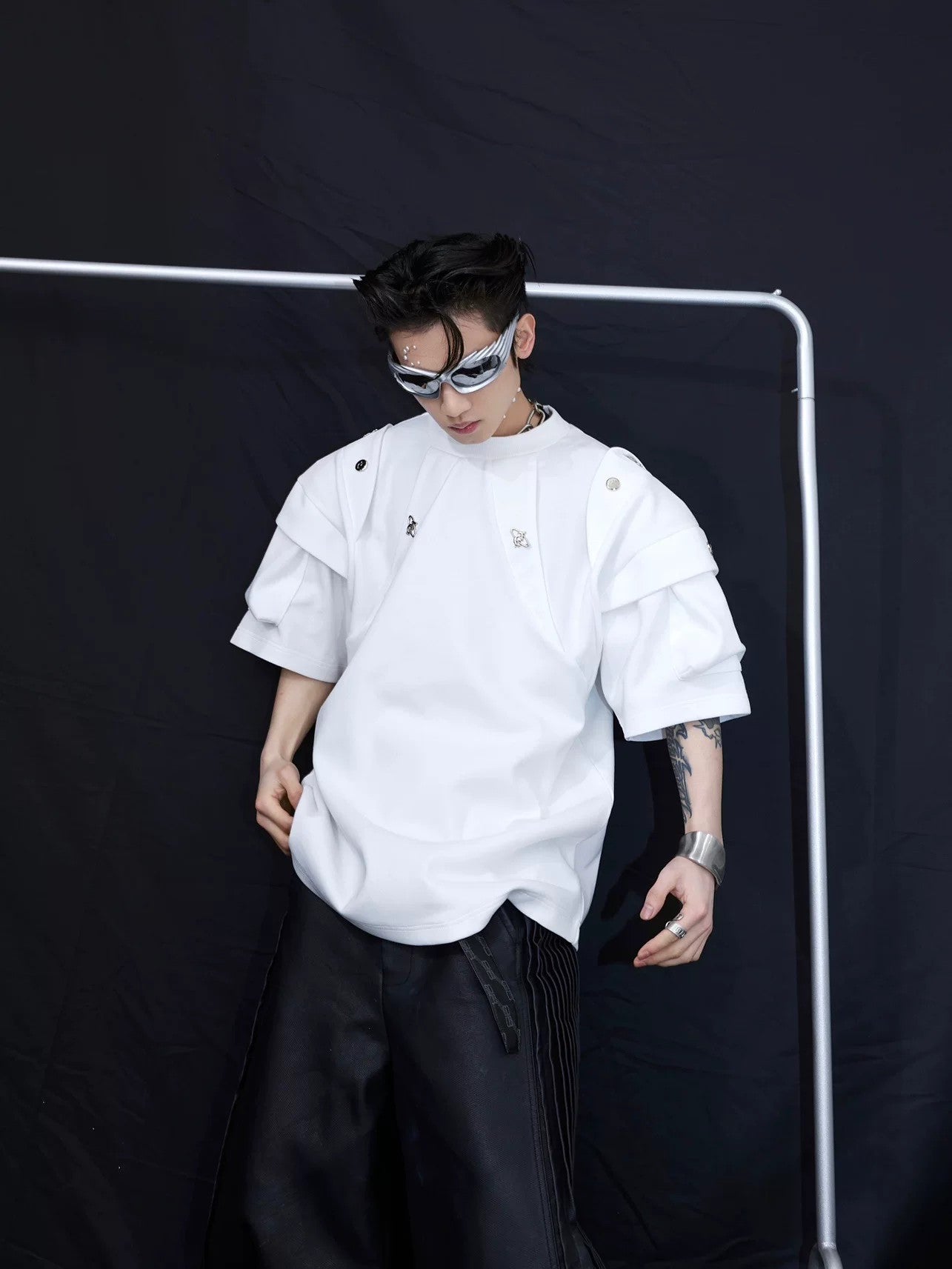 Back view showing 3D cut and stitching details of the designer tee