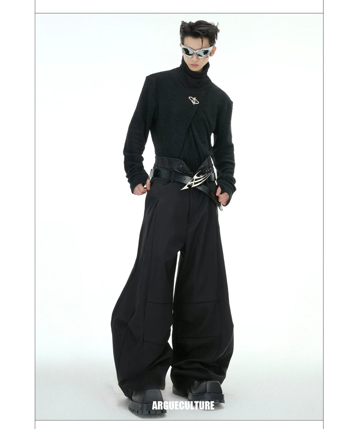 desc::deconstructed-mock-neck-slim-top-with-metal-logo-detail-img-11