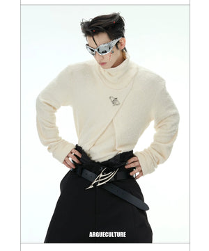 desc::deconstructed-mock-neck-slim-top-with-metal-logo-detail-img-14