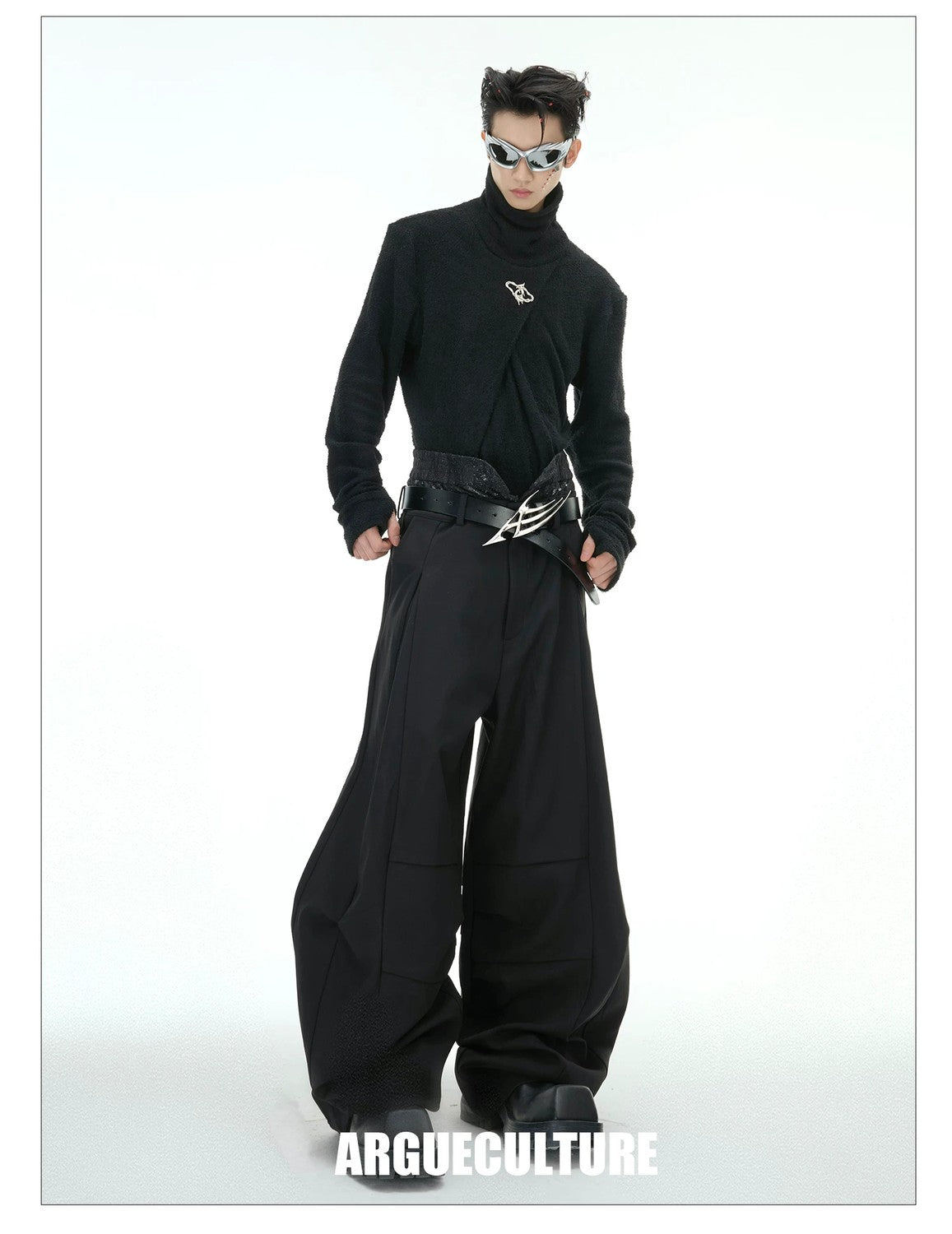 desc::deconstructed-mock-neck-slim-top-with-metal-logo-detail-img-5