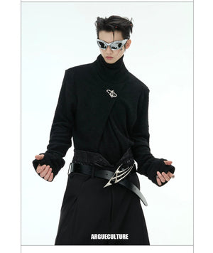 desc::deconstructed-mock-neck-slim-top-with-metal-logo-detail-img-8