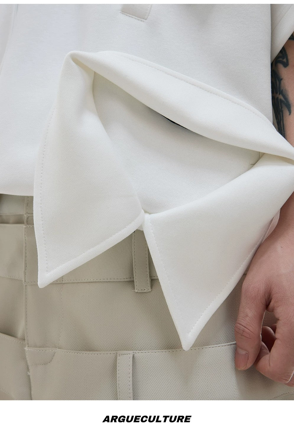 desc::deconstructed-multi-collar-heavyweight-polo-shirt-detail-img-15