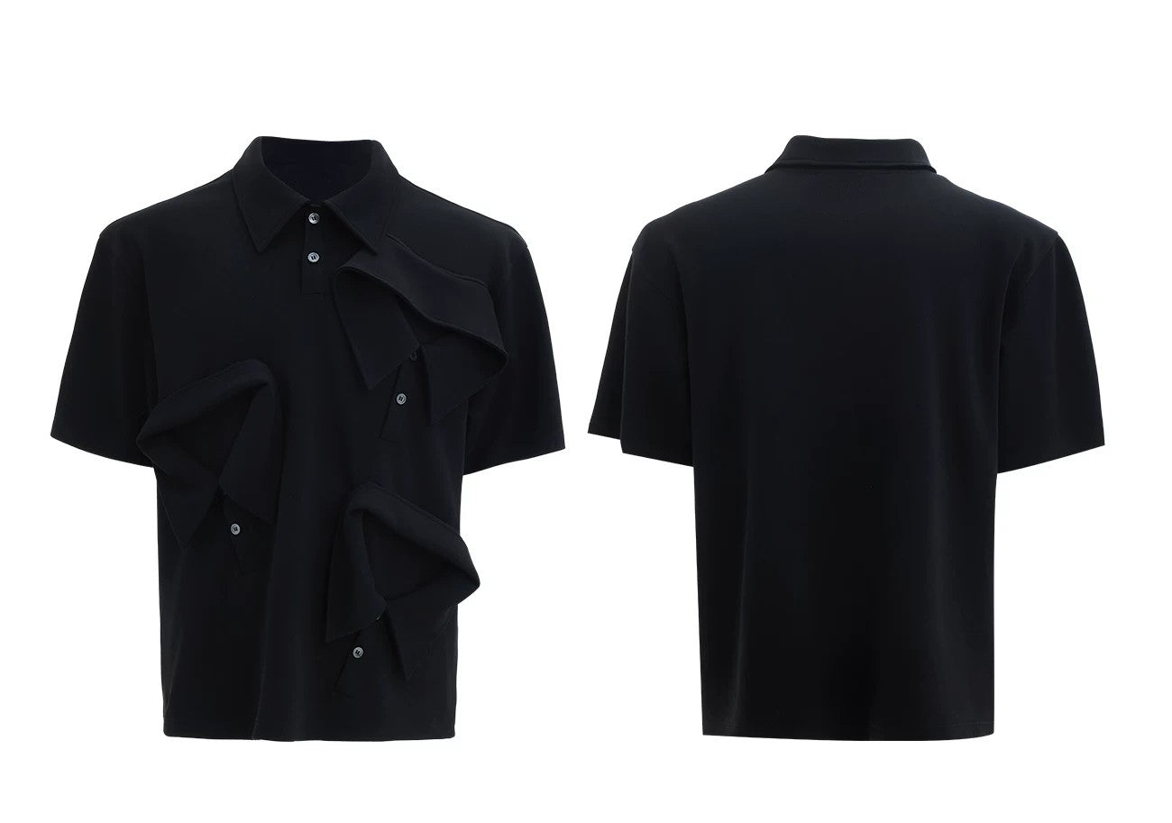 desc::deconstructed-multi-collar-heavyweight-polo-shirt-detail-img-16