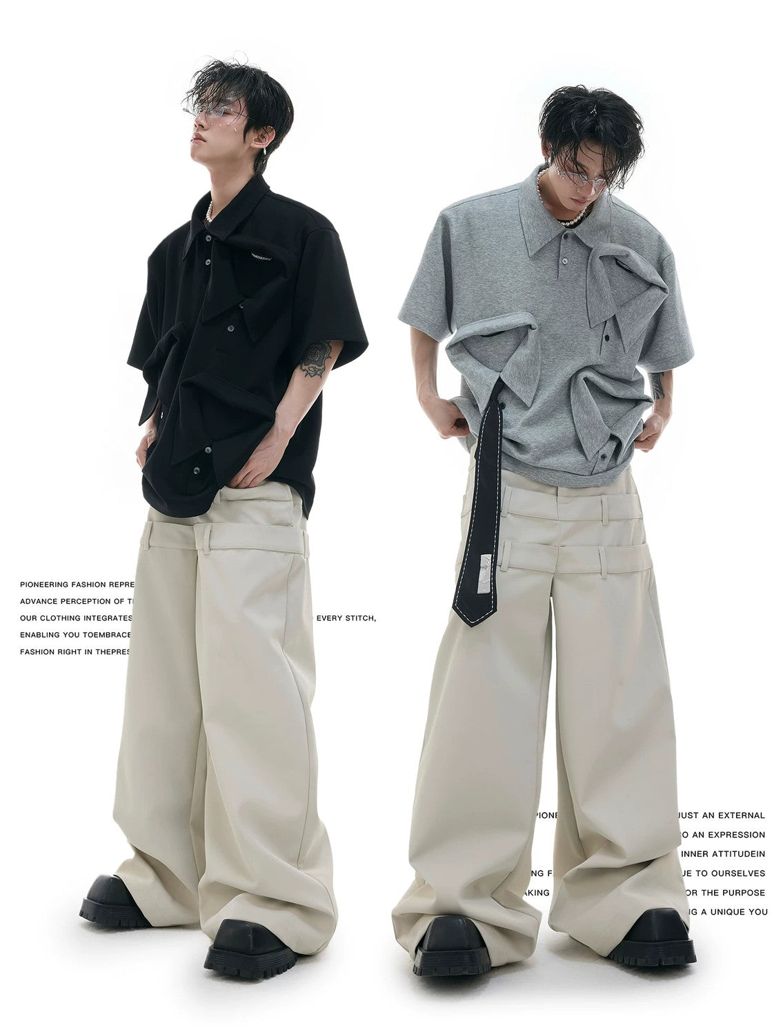 desc::deconstructed-multi-collar-heavyweight-polo-shirt-detail-img-2