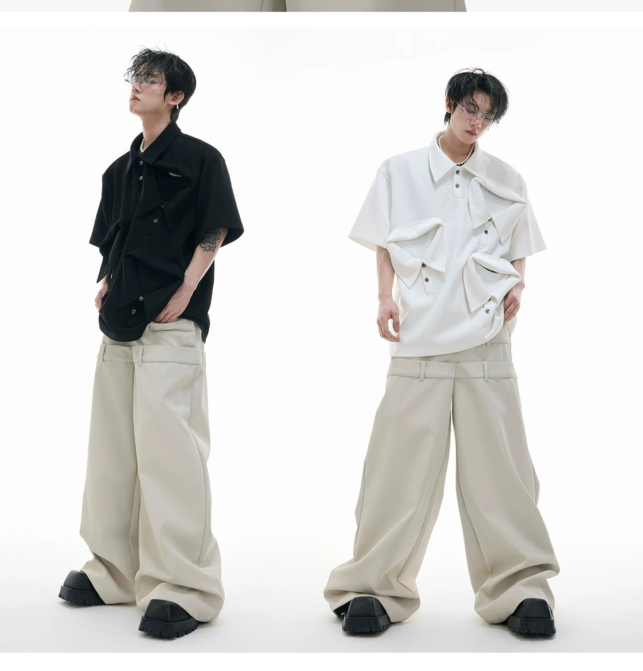 desc::deconstructed-multi-collar-heavyweight-polo-shirt-detail-img-4