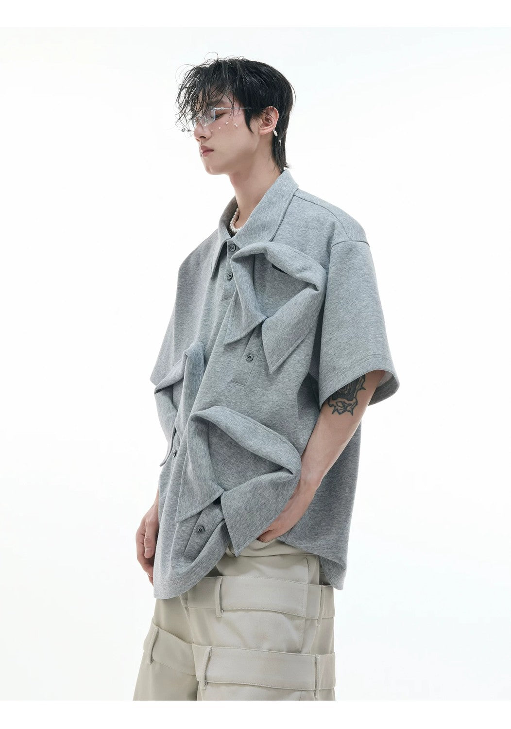 desc::deconstructed-multi-collar-heavyweight-polo-shirt-detail-img-7