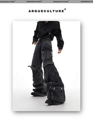 desc::deconstructed-multi-pocket-wide-leg-washed-jeans-detail-img-6