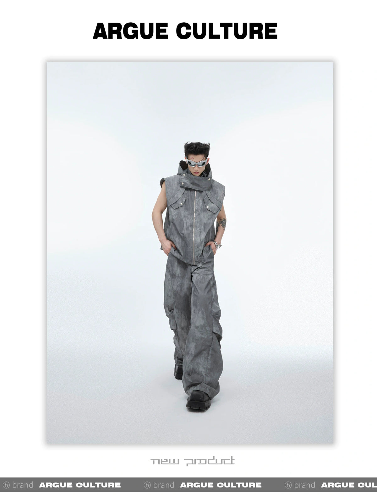 Deconstructed Nylon Utility Vest and Workwear Pants - detail image 7
